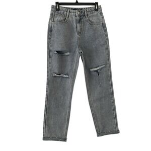 English Factory Women's‎ Distressed Destroyed Denim Mom Jeans Size 26
